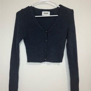 Rolla's Women's Dark Navy V-Neck Sweater Cardigan